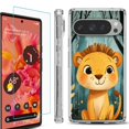 thumbnail image 1 of For Google Pixel 9 / 9 Pro Phone Case Cover, Shockproof Bumper Case with Tempered Glass Screen Protector, by OneToughShield - Curious Lion Cub, 1 of 4