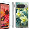 thumbnail image 1 of For Google Pixel 9 / 9 Pro Phone Case Cover, Shockproof Bumper Case with Tempered Glass Screen Protector, by OneToughShield - Daffodils, 1 of 4