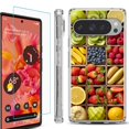 thumbnail image 1 of For Google Pixel 9 / 9 Pro Phone Case Cover, Shockproof Bumper Case with Tempered Glass Screen Protector, by OneToughShield - Fruit Box, 1 of 4