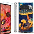 thumbnail image 1 of For Google Pixel 9 / 9 Pro Phone Case Cover, Shockproof Bumper Case with Tempered Glass Screen Protector, by OneToughShield - Glowing Mushroom, 1 of 4