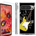 thumbnail image 1 of For Google Pixel 9 / 9 Pro Phone Case Cover, Shockproof Bumper Case with Tempered Glass Screen Protector, by OneToughShield - Guitar Yellow, 1 of 4