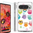 thumbnail image 1 of For Google Pixel 9 / 9 Pro Phone Case Cover, Shockproof Bumper Case with Tempered Glass Screen Protector, by OneToughShield - Happy Owl, 1 of 4