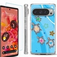 thumbnail image 1 of For Google Pixel 9 / 9 Pro Phone Case Cover, Shockproof Bumper Case with Tempered Glass Screen Protector, by OneToughShield - Happy Turtle, 1 of 4