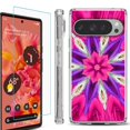thumbnail image 1 of For Google Pixel 9 / 9 Pro Phone Case Cover, Shockproof Bumper Case with Tempered Glass Screen Protector, by OneToughShield - Kaleidoscope Rose, 1 of 4