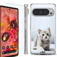 thumbnail image 1 of For Google Pixel 9 / 9 Pro Phone Case Cover, Shockproof Bumper Case with Tempered Glass Screen Protector, by OneToughShield - Kitty Cat, 1 of 4