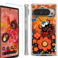 thumbnail image 1 of For Google Pixel 9 / 9 Pro Phone Case Cover, Shockproof Bumper Case with Tempered Glass Screen Protector, by OneToughShield - Ladybug Flower, 1 of 4