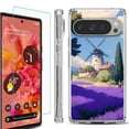 thumbnail image 1 of For Google Pixel 9 / 9 Pro Phone Case Cover, Shockproof Bumper Case with Tempered Glass Screen Protector, by OneToughShield - Lavender Field, 1 of 4