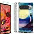 thumbnail image 1 of For Google Pixel 9 / 9 Pro Phone Case Cover, Shockproof Bumper Case with Tempered Glass Screen Protector, by OneToughShield - Lighthouse Moon, 1 of 4