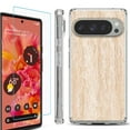 thumbnail image 1 of For Google Pixel 9 / 9 Pro Phone Case Cover, Shockproof Bumper Case with Tempered Glass Screen Protector, by OneToughShield - Marble/Coffee Tone, 1 of 4