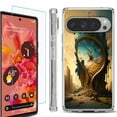thumbnail image 1 of For Google Pixel 9 / 9 Pro Phone Case Cover, Shockproof Bumper Case with Tempered Glass Screen Protector, by OneToughShield - Melting Clock, 1 of 4