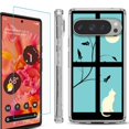 thumbnail image 1 of For Google Pixel 9 / 9 Pro Phone Case Cover, Shockproof Bumper Case with Tempered Glass Screen Protector, by OneToughShield - Moon/Cat, 1 of 4