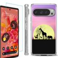 thumbnail image 1 of For Google Pixel 9 / 9 Pro Phone Case Cover, Shockproof Bumper Case with Tempered Glass Screen Protector, by OneToughShield - Moonlight Safari, 1 of 4
