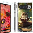 thumbnail image 1 of For Google Pixel 9 / 9 Pro Phone Case Cover, Shockproof Bumper Case with Tempered Glass Screen Protector, by OneToughShield - Owl Reading, 1 of 4