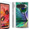 thumbnail image 1 of For Google Pixel 9 / 9 Pro Phone Case Cover, Shockproof Bumper Case with Tempered Glass Screen Protector, by OneToughShield - Peacock Feather, 1 of 4