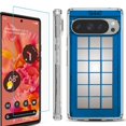 thumbnail image 1 of For Google Pixel 9 / 9 Pro Phone Case Cover, Shockproof Bumper Case with Tempered Glass Screen Protector, by OneToughShield - Phone Booth Blue, 1 of 4