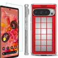 thumbnail image 1 of For Google Pixel 9 / 9 Pro Phone Case Cover, Shockproof Bumper Case with Tempered Glass Screen Protector, by OneToughShield - Phone Booth Red, 1 of 4