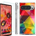 thumbnail image 1 of For Google Pixel 9 / 9 Pro Phone Case Cover, Shockproof Bumper Case with Tempered Glass Screen Protector, by OneToughShield - Polygon, 1 of 4