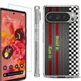 thumbnail image 1 of For Google Pixel 9 / 9 Pro Phone Case Cover, Shockproof Bumper Case with Tempered Glass Screen Protector, by OneToughShield - Racing, 1 of 4