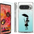 thumbnail image 1 of For Google Pixel 9 / 9 Pro Phone Case Cover, Shockproof Bumper Case with Tempered Glass Screen Protector, by OneToughShield - Rain/Hearts, 1 of 4
