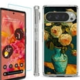 thumbnail image 1 of For Google Pixel 9 / 9 Pro Phone Case Cover, Shockproof Bumper Case with Tempered Glass Screen Protector, by OneToughShield - Roses in a vase, 1 of 4