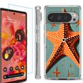 thumbnail image 1 of For Google Pixel 9 / 9 Pro Phone Case Cover, Shockproof Bumper Case with Tempered Glass Screen Protector, by OneToughShield - Sea Star, 1 of 4