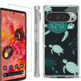 thumbnail image 1 of For Google Pixel 9 / 9 Pro Phone Case Cover, Shockproof Bumper Case with Tempered Glass Screen Protector, by OneToughShield - Sea Turtle Mix, 1 of 4