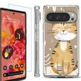 thumbnail image 1 of For Google Pixel 9 / 9 Pro Phone Case Cover, Shockproof Bumper Case with Tempered Glass Screen Protector, by OneToughShield - Smiling Cat, 1 of 4