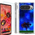 thumbnail image 1 of For Google Pixel 9 / 9 Pro Phone Case Cover, Shockproof Bumper Case with Tempered Glass Screen Protector, by OneToughShield - Star Trails Tree, 1 of 4