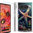 thumbnail image 1 of For Google Pixel 9 / 9 Pro Phone Case Cover, Shockproof Bumper Case with Tempered Glass Screen Protector, by OneToughShield - Starfish, 1 of 4