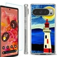 thumbnail image 1 of For Google Pixel 9 / 9 Pro Phone Case Cover, Shockproof Bumper Case with Tempered Glass Screen Protector, by OneToughShield - Starry Night Lighthouse, 1 of 4