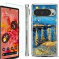 thumbnail image 1 of For Google Pixel 9 / 9 Pro Phone Case Cover, Shockproof Bumper Case with Tempered Glass Screen Protector, by OneToughShield - Starry Night Rhone, 1 of 4