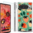 thumbnail image 1 of For Google Pixel 9 / 9 Pro Phone Case Cover, Shockproof Bumper Case with Tempered Glass Screen Protector, by OneToughShield - Stawberry Mix, 1 of 4