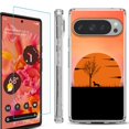 thumbnail image 1 of For Google Pixel 9 / 9 Pro Phone Case Cover, Shockproof Bumper Case with Tempered Glass Screen Protector, by OneToughShield - Sunset Dachshund, 1 of 4