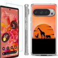 thumbnail image 1 of For Google Pixel 9 / 9 Pro Phone Case Cover, Shockproof Bumper Case with Tempered Glass Screen Protector, by OneToughShield - Sunset Safari, 1 of 4