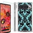 thumbnail image 1 of For Google Pixel 9 / 9 Pro Phone Case Cover, Shockproof Bumper Case with Tempered Glass Screen Protector, by OneToughShield - Victorian Blue/Black, 1 of 4