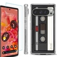 thumbnail image 1 of For Google Pixel 9 / 9 Pro Phone Case Cover, Shockproof Bumper Case with Tempered Glass Screen Protector, by OneToughShield - Vintage Cassette, 1 of 4