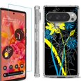 thumbnail image 1 of For Google Pixel 9 / 9 Pro Phone Case Cover, Shockproof Bumper Case with Tempered Glass Screen Protector, by OneToughShield - Wild Flowers, 1 of 4