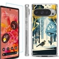 thumbnail image 1 of For Google Pixel 9 / 9 Pro Phone Case Cover, Shockproof Bumper Case with Tempered Glass Screen Protector, by OneToughShield - Winter Birds, 1 of 4
