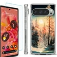 thumbnail image 1 of For Google Pixel 9 / 9 Pro Phone Case Cover, Shockproof Bumper Case with Tempered Glass Screen Protector, by OneToughShield - Winter Pine, 1 of 4