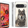 thumbnail image 1 of For Google Pixel 9 / 9 Pro Phone Case Cover, Shockproof Bumper Case with Tempered Glass Screen Protector, by OneToughShield - Wolf Snow, 1 of 4