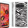 thumbnail image 1 of For Google Pixel 9 / 9 Pro Phone Case Cover, Shockproof Bumper Case with Tempered Glass Screen Protector, by OneToughShield - Zebra B/W, 1 of 4
