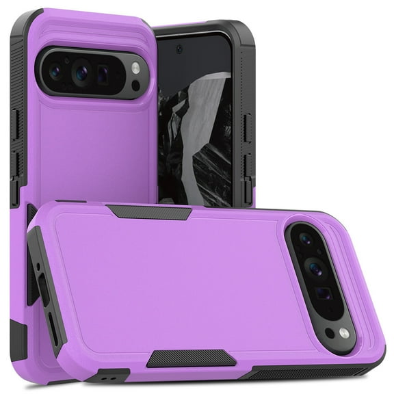 For Google Pixel 9 / 9 Pro Case,Heavy Duty Drop Protection Full Body Rugged Shockproof/Drop Proof/Dust Proof Military PC + TPU Protective Tough Durable Cell Phone Cover for Men Women,Purple
