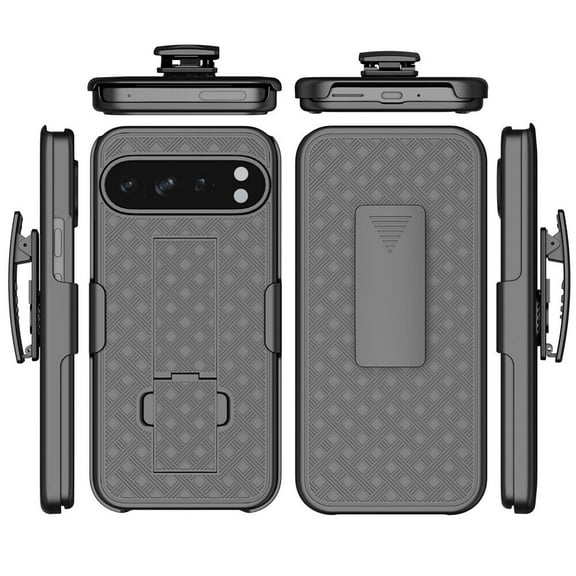 For Google Pixel 9 Pro Shell Holster Clip Combo Case Screen Protector