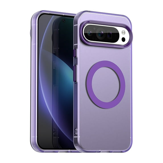 For Google Pixel 9 Pro XL 6.8" Case ,[Compatible with MagSafe] Cute Candy Color Drop Protection Slim Anti-Slip Shockproof Magnetic Phone Case,Purple