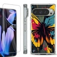 thumbnail image 1 of For Google Pixel 9 Pro XL Phone Case Cover, Shockproof Bumper Case with Tempered Glass Screen Protector, by OneToughShield - Abstract Butterfly, 1 of 4