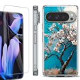 thumbnail image 1 of For Google Pixel 9 Pro XL Phone Case Cover, Shockproof Bumper Case with Tempered Glass Screen Protector, by OneToughShield - Almond Tree, 1 of 4