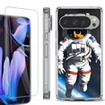 thumbnail image 1 of For Google Pixel 9 Pro XL Phone Case Cover, Shockproof Bumper Case with Tempered Glass Screen Protector, by OneToughShield - Astronaut, 1 of 4