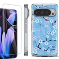 thumbnail image 1 of For Google Pixel 9 Pro XL Phone Case Cover, Shockproof Bumper Case with Tempered Glass Screen Protector, by OneToughShield - Blossom Sky, 1 of 4