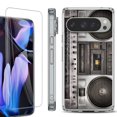 thumbnail image 1 of For Google Pixel 9 Pro XL Phone Case Cover, Shockproof Bumper Case with Tempered Glass Screen Protector, by OneToughShield - Boombox, 1 of 4