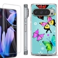 thumbnail image 1 of For Google Pixel 9 Pro XL Phone Case Cover, Shockproof Bumper Case with Tempered Glass Screen Protector, by OneToughShield - Butterfly, 1 of 4